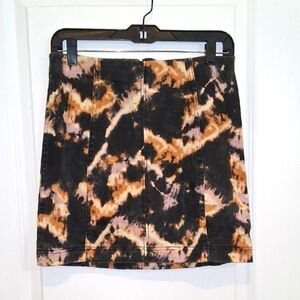 Free People Black and Tan Mini Jean Skirt